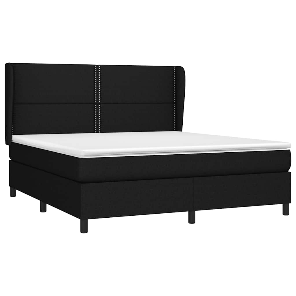 vidaXL Κρεβάτι Boxspring με Στρώμα Μαύρο 180x200 εκ. Υφασμάτινο