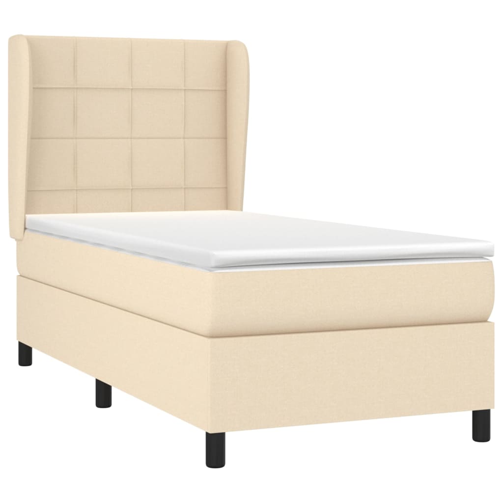 vidaXL Κρεβάτι Boxspring με Στρώμα Κρεμ 80 x 200 εκ. Υφασμάτινο