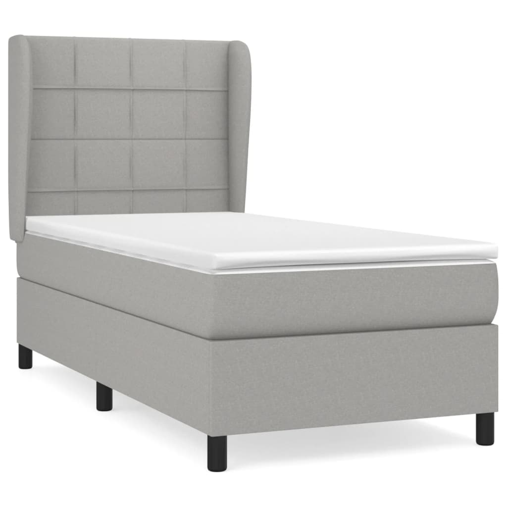 vidaXL Κρεβάτι Boxspring με Στρώμα Ανοιχτό Γκρι 100x200 εκ. Υφασμάτινο