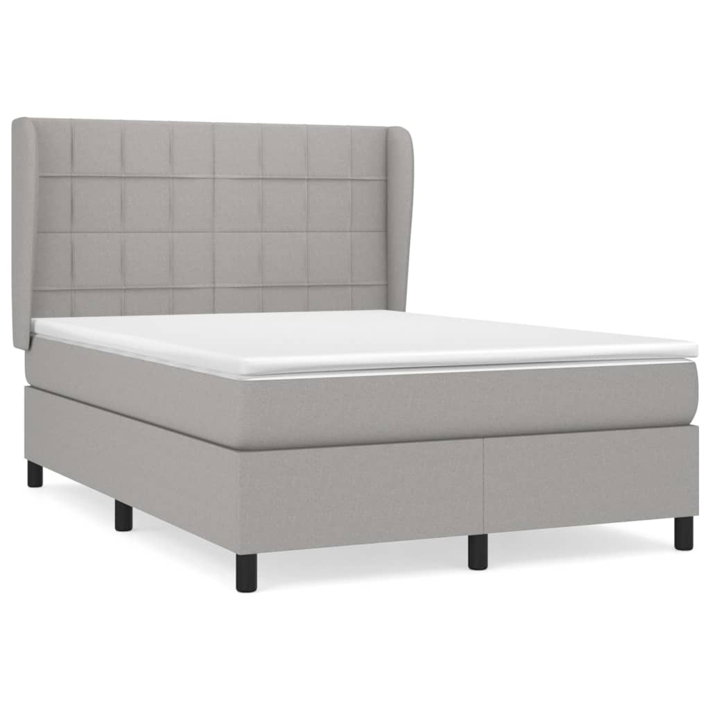 vidaXL Κρεβάτι Boxspring με Στρώμα Ανοιχτό Γκρι 140x200 εκ. Υφασμάτινο