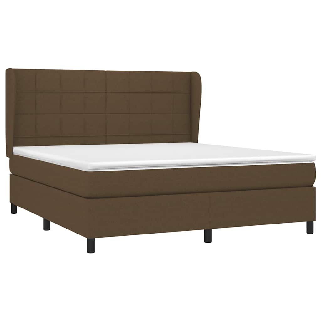 vidaXL Κρεβάτι Boxspring με Στρώμα Σκούρο Καφέ 160x200 εκ Υφασμάτινο