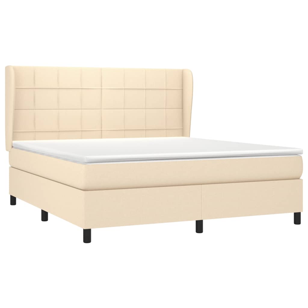vidaXL Κρεβάτι Boxspring με Στρώμα Κρεμ 160x200 εκ. Υφασμάτινο
