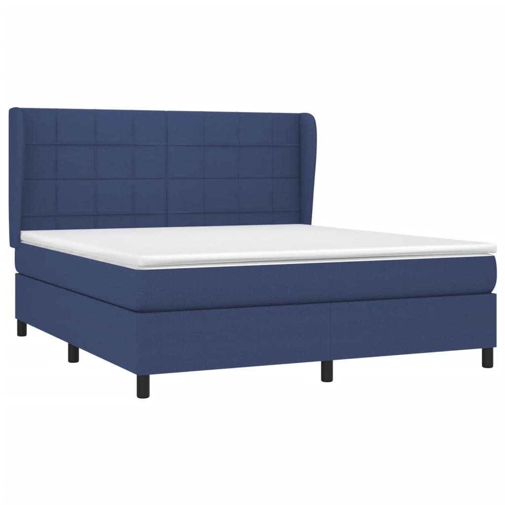 vidaXL Κρεβάτι Boxspring με Στρώμα Μπλε 160x200 εκ. Υφασμάτινο