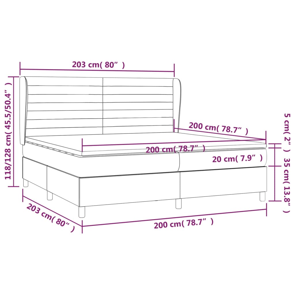 vidaXL Κρεβάτι Boxspring με Στρώμα Σκούρο Καφέ 200x200 εκ. Υφασμάτινο