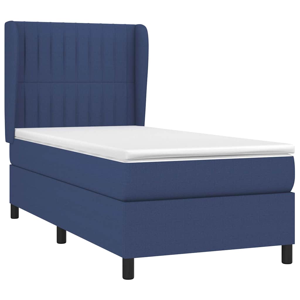 vidaXL Κρεβάτι Boxspring με Στρώμα Μπλε 100 x 200 εκ. Υφασμάτινο