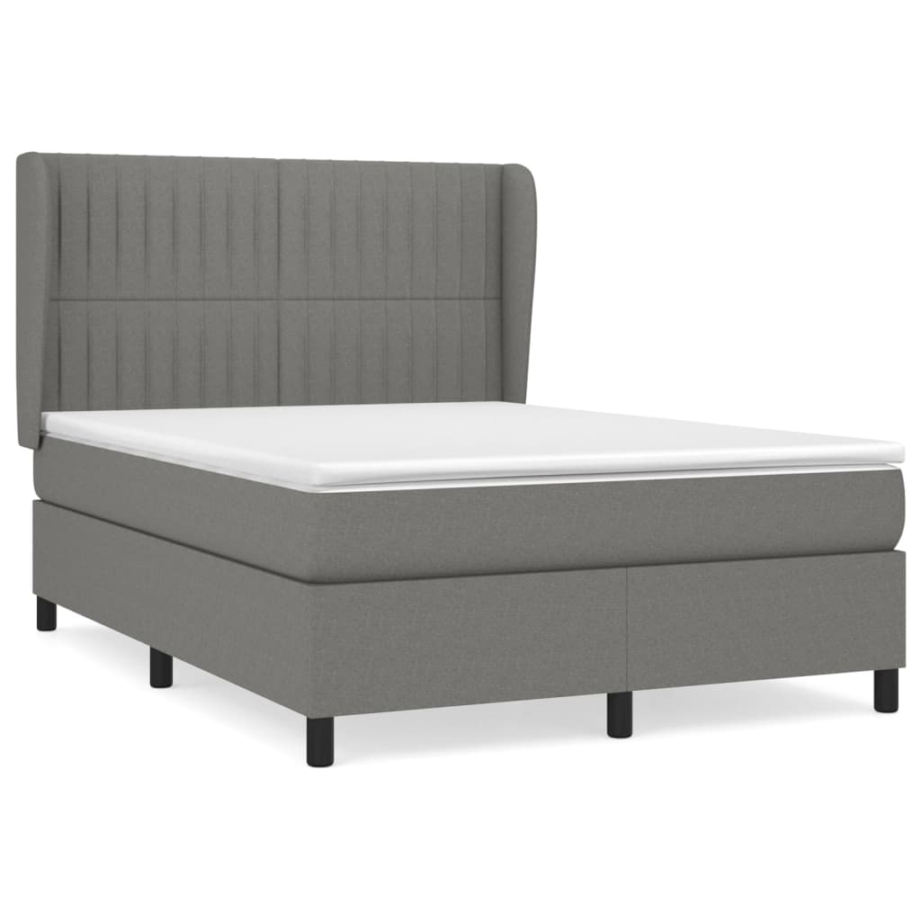 vidaXL Κρεβάτι Boxspring με Στρώμα Σκούρο Γκρι 140x190 εκ. Υφασμάτινο