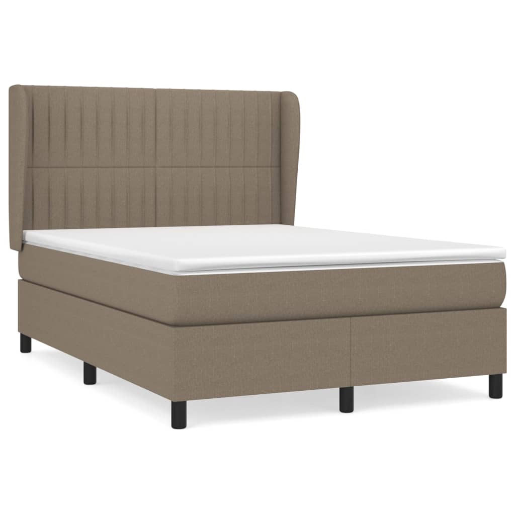vidaXL Κρεβάτι Boxspring με Στρώμα Taupe 140x190 εκ. Υφασμάτινο