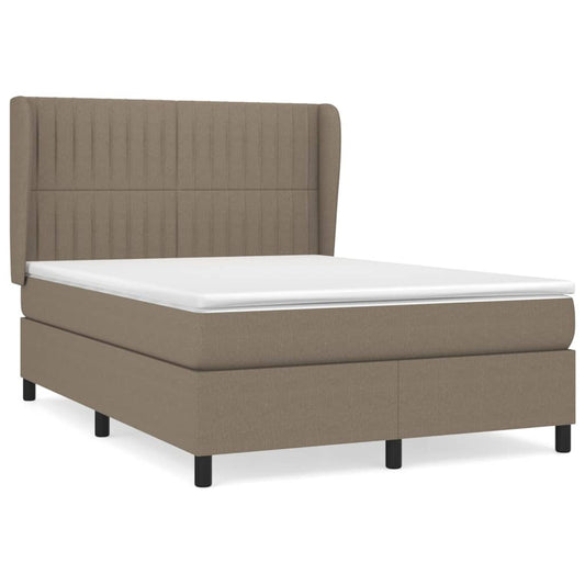 vidaXL Κρεβάτι Boxspring με Στρώμα Taupe 140x190 εκ. Υφασμάτινο