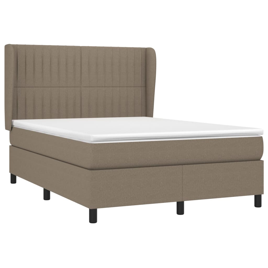 vidaXL Κρεβάτι Boxspring με Στρώμα Taupe 140x190 εκ. Υφασμάτινο