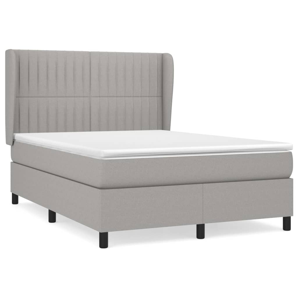 vidaXL Κρεβάτι Boxspring με Στρώμα Ανοιχτό Γκρι 140x200 εκ. Υφασμάτινο
