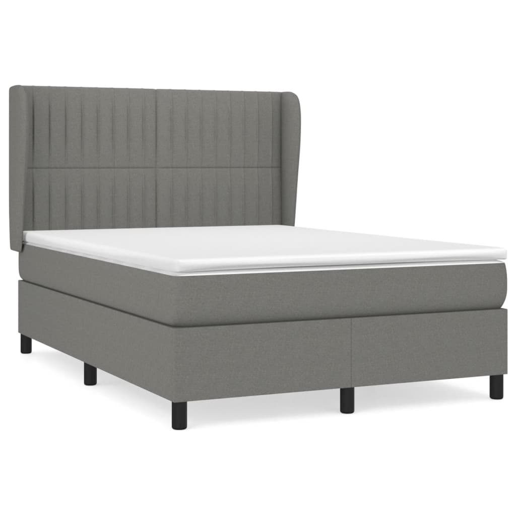 vidaXL Κρεβάτι Boxspring με Στρώμα Σκούρο Γκρι 140x200 εκ Υφασμάτινο