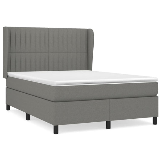 vidaXL Κρεβάτι Boxspring με Στρώμα Σκούρο Γκρι 140x200 εκ Υφασμάτινο