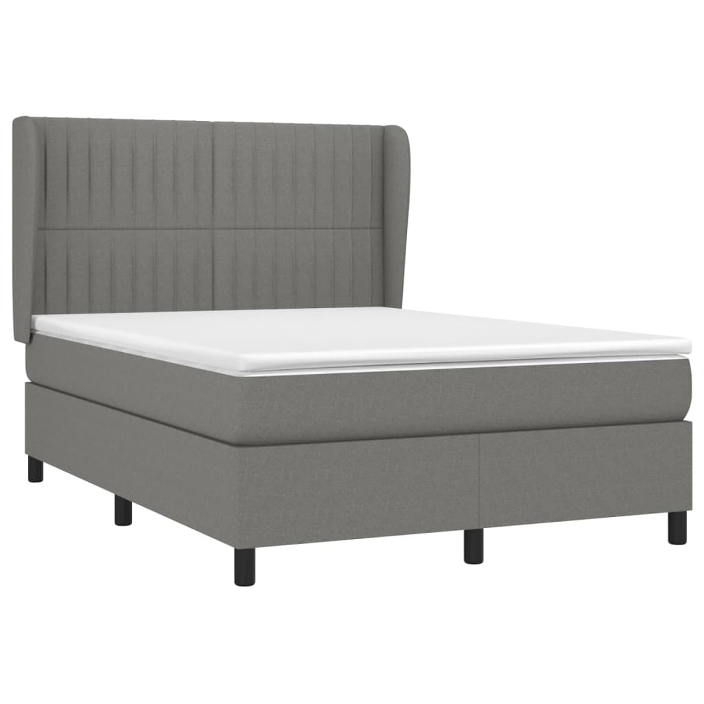 vidaXL Κρεβάτι Boxspring με Στρώμα Σκούρο Γκρι 140x200 εκ Υφασμάτινο