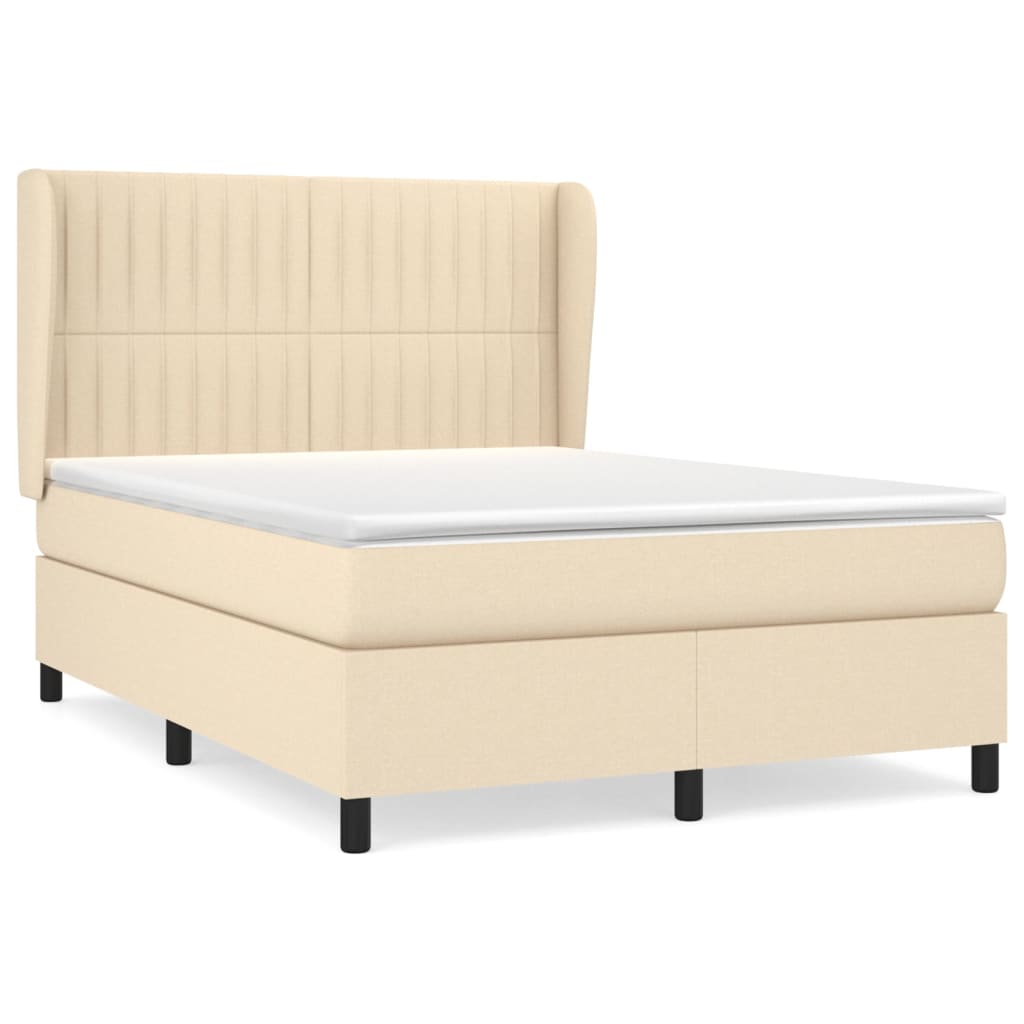 vidaXL Κρεβάτι Boxspring με Στρώμα Κρεμ 140x200 εκ. Υφασμάτινο