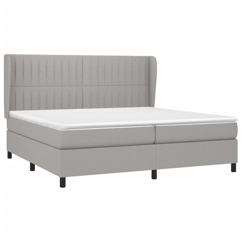 vidaXL Κρεβάτι Boxspring με Στρώμα Ανοιχτό Γκρι 200x200 εκ. Υφασμάτινο