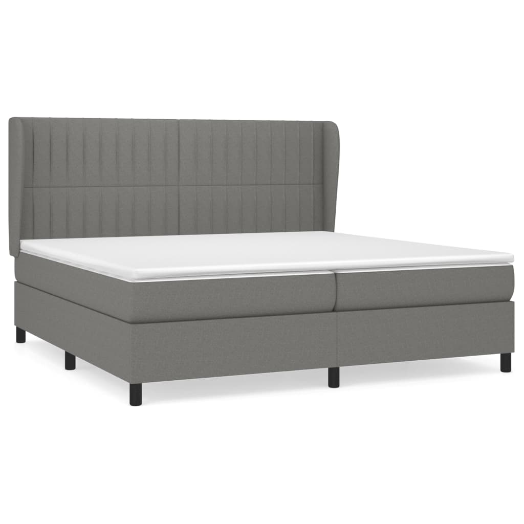 vidaXL Κρεβάτι Boxspring με Στρώμα Σκούρο Γκρι 200x200 εκ. Υφασμάτινο