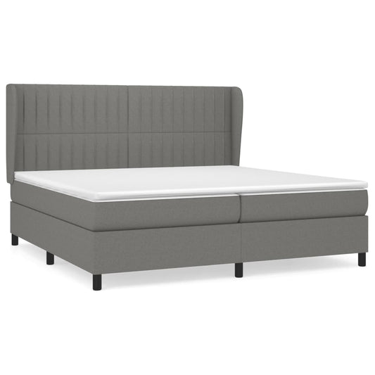 vidaXL Κρεβάτι Boxspring με Στρώμα Σκούρο Γκρι 200x200 εκ. Υφασμάτινο
