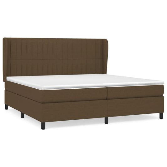vidaXL Κρεβάτι Boxspring με Στρώμα Σκούρο Καφέ 200x200 εκ. Υφασμάτινο