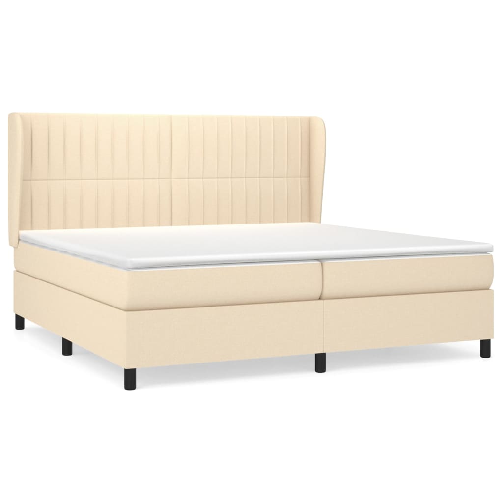 vidaXL Κρεβάτι Boxspring με Στρώμα Κρεμ 200x200 εκ. Υφασμάτινο