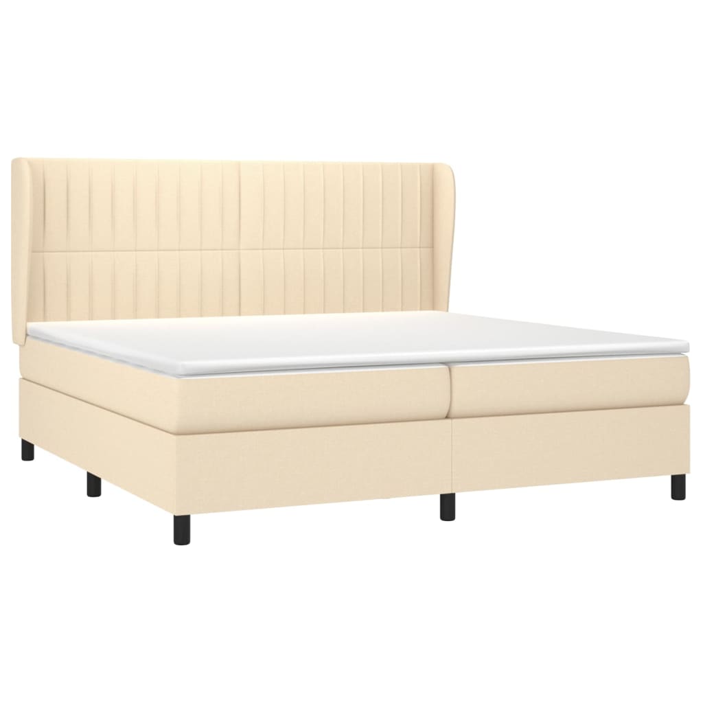 vidaXL Κρεβάτι Boxspring με Στρώμα Κρεμ 200x200 εκ. Υφασμάτινο