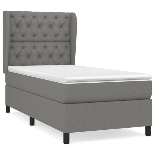 vidaXL Κρεβάτι Boxspring με Στρώμα Σκούρο Γκρι 80x200 εκ. Υφασμάτινο