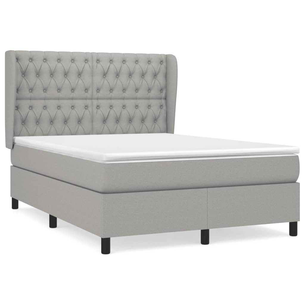 vidaXL Κρεβάτι Boxspring με Στρώμα Ανοιχτό Γκρι 140x200 εκ. Υφασμάτινο