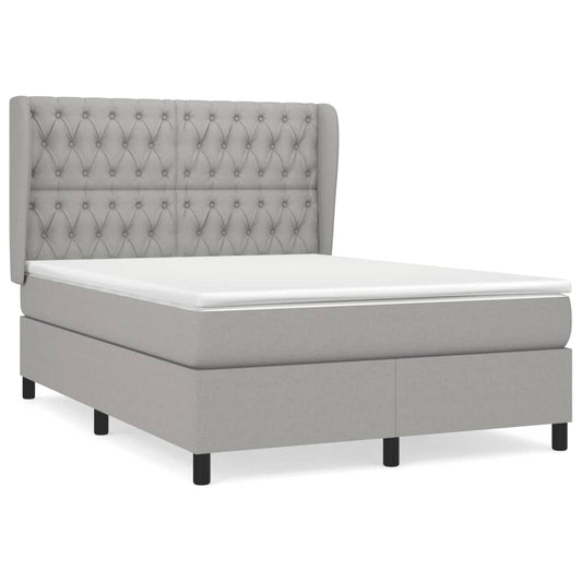 vidaXL Κρεβάτι Boxspring με Στρώμα Ανοιχτό Γκρι 140x200 εκ. Υφασμάτινο