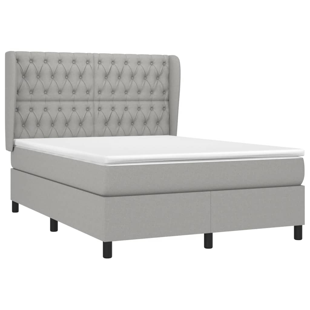 vidaXL Κρεβάτι Boxspring με Στρώμα Ανοιχτό Γκρι 140x200 εκ. Υφασμάτινο