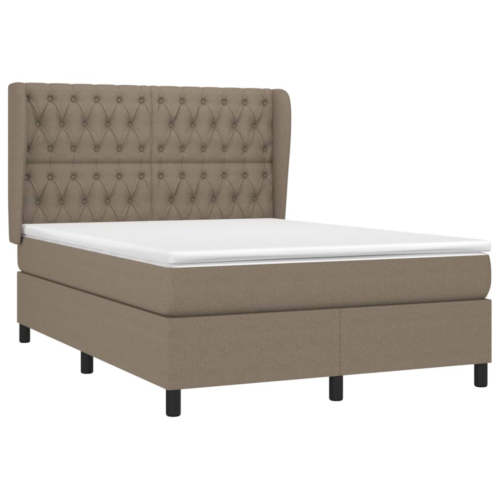 vidaXL Κρεβάτι Boxspring με Στρώμα Taupe 140x200 εκ. Υφασμάτινο