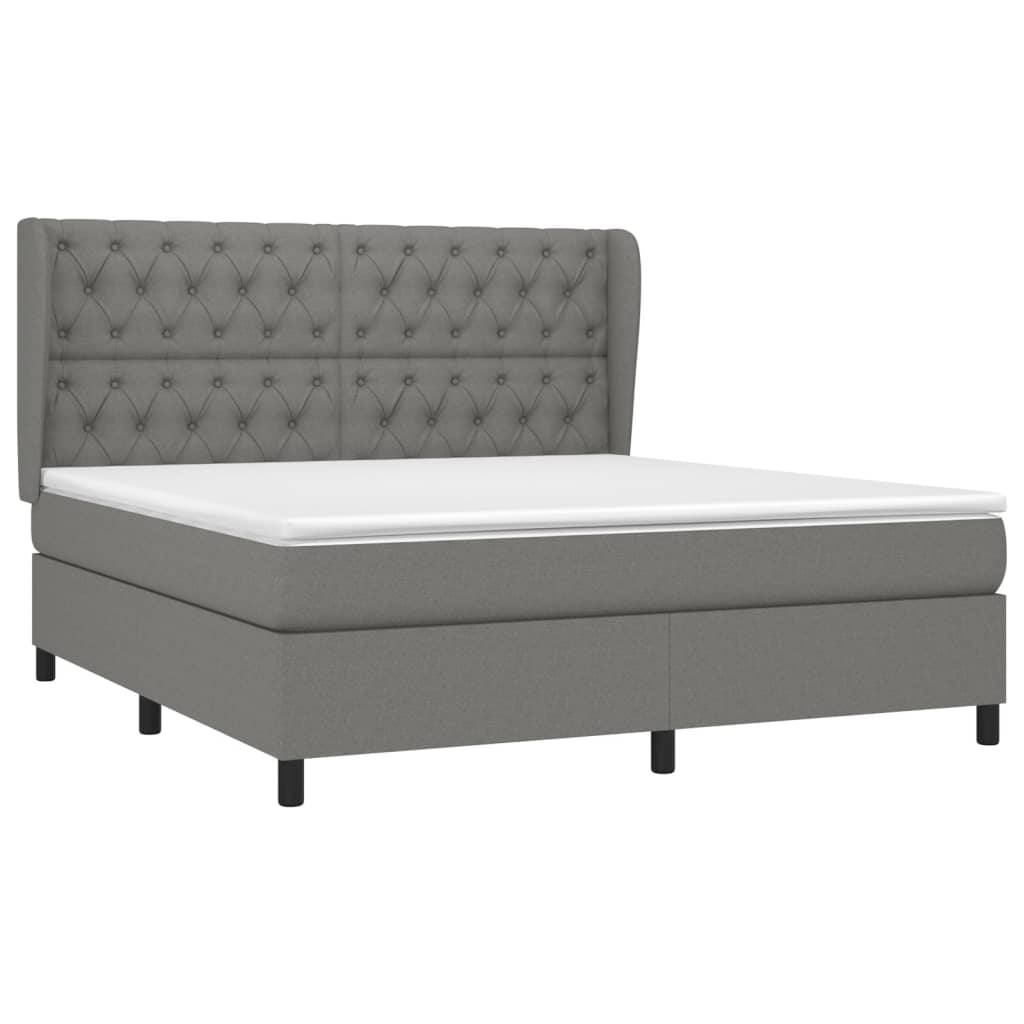 vidaXL Κρεβάτι Boxspring με Στρώμα Σκούρο Γκρι 160x200 εκ Υφασμάτινο