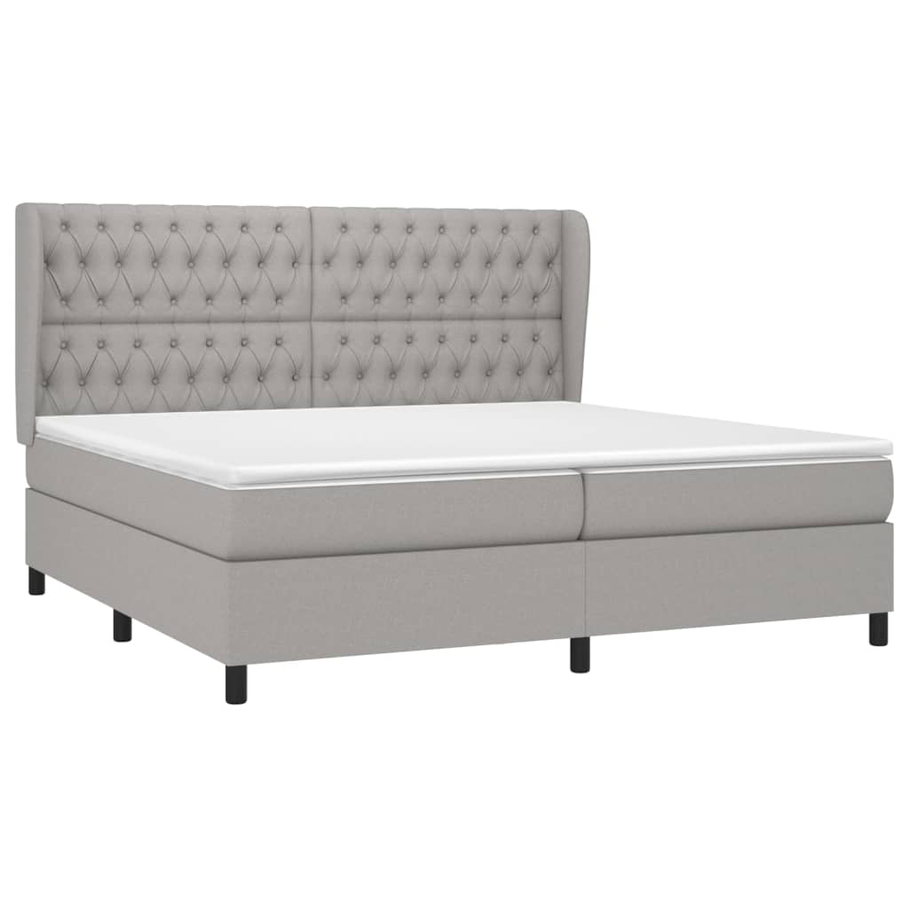 vidaXL Κρεβάτι Boxspring με Στρώμα Ανοιχτό Γκρι 200x200 εκ. Υφασμάτινο