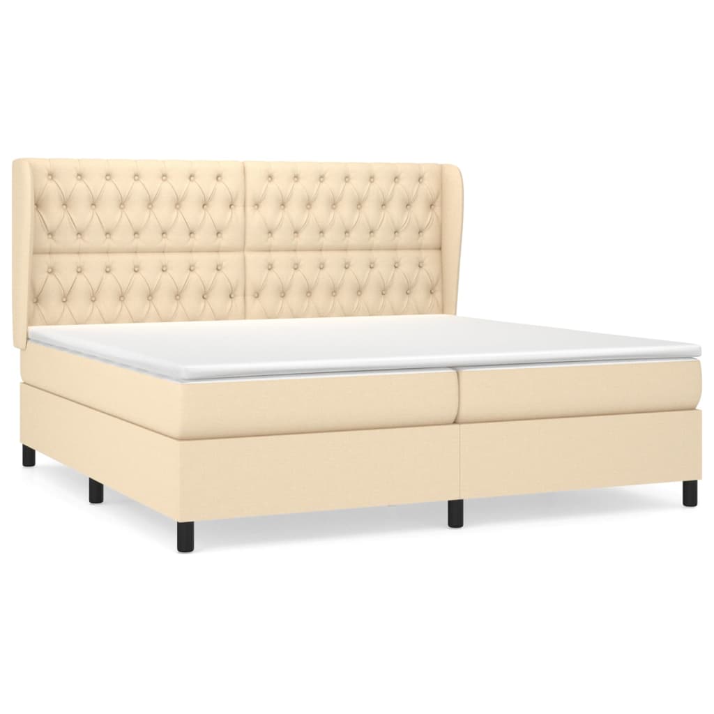 vidaXL Κρεβάτι Boxspring με Στρώμα Κρεμ 200x200 εκ. Υφασμάτινο