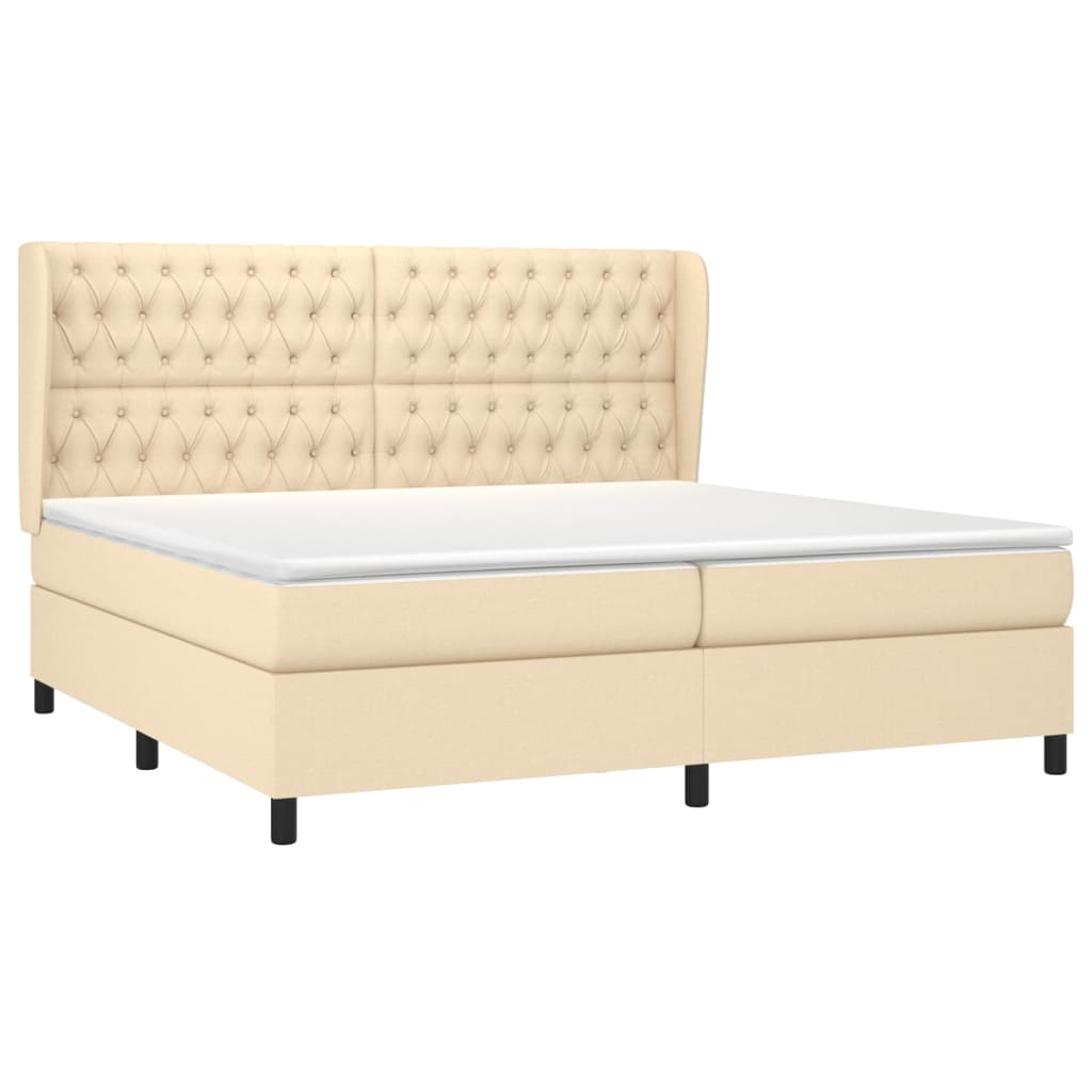 vidaXL Κρεβάτι Boxspring με Στρώμα Κρεμ 200x200 εκ. Υφασμάτινο