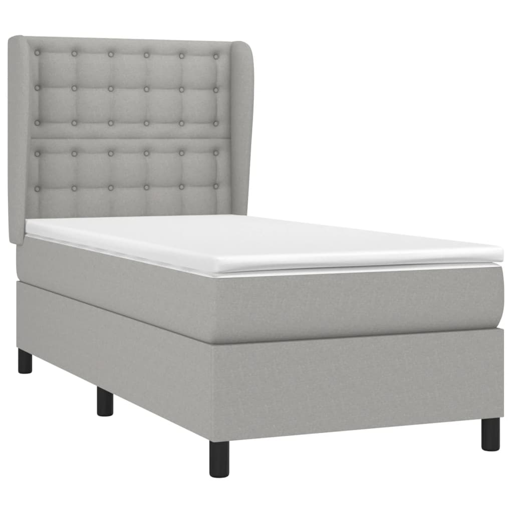 vidaXL Κρεβάτι Boxspring με Στρώμα Ανοιχτό Γκρι 80x200 εκ. Υφασμάτινο