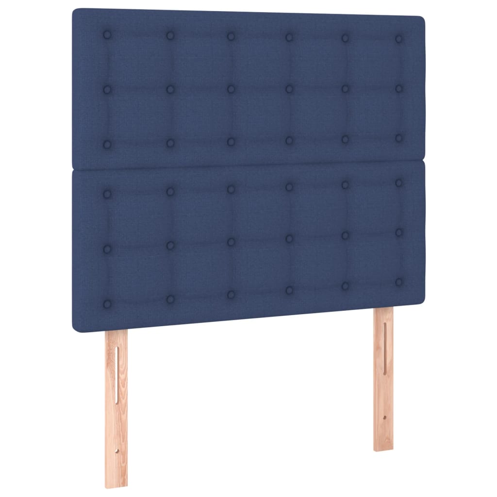 vidaXL Κρεβάτι Boxspring με Στρώμα Μπλε 90x190 εκ.Υφασμάτινο