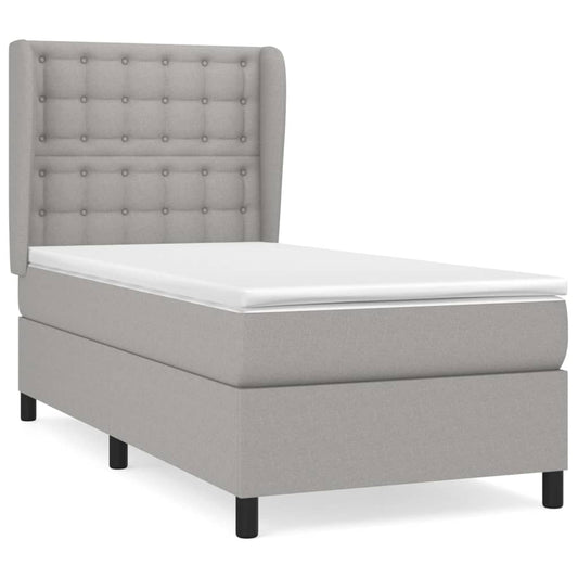 vidaXL Κρεβάτι Boxspring με Στρώμα Ανοιχτό Γκρι 100x200 εκ. Υφασμάτινο