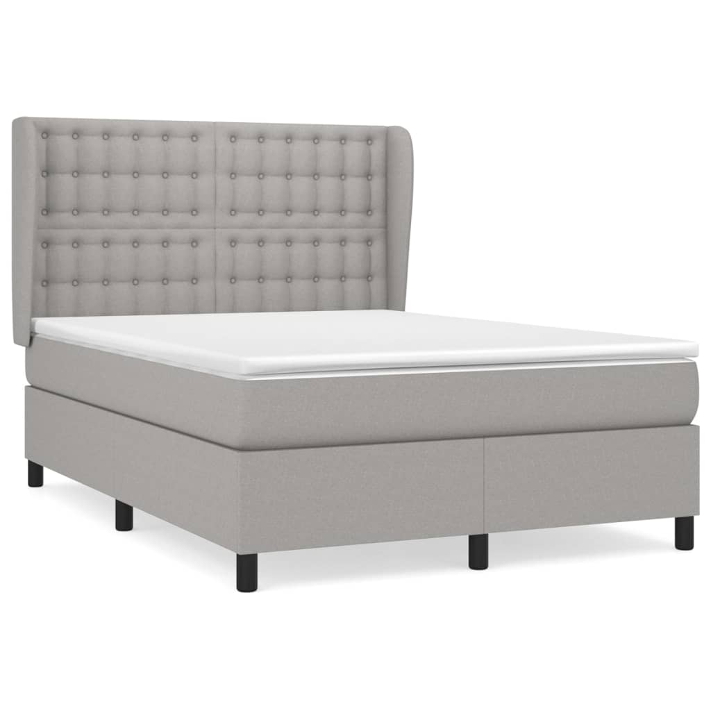 vidaXL Κρεβάτι Boxspring με Στρώμα Ανοιχτό Γκρι 140x200 εκ. Υφασμάτινο