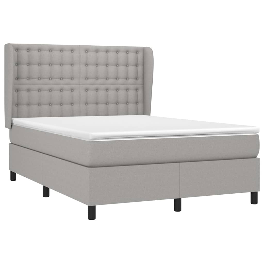 vidaXL Κρεβάτι Boxspring με Στρώμα Ανοιχτό Γκρι 140x200 εκ. Υφασμάτινο