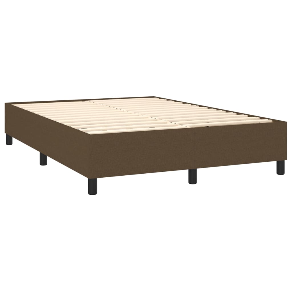 vidaXL Κρεβάτι Boxspring με Στρώμα Σκούρο Καφέ 140x200 εκ Υφασμάτινο