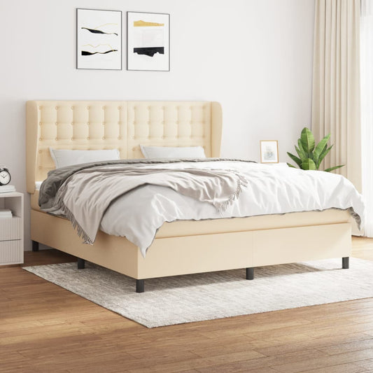 vidaXL Κρεβάτι Boxspring με Στρώμα Κρεμ 160x200 εκ. Υφασμάτινο