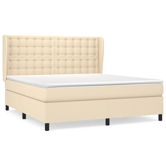 vidaXL Κρεβάτι Boxspring με Στρώμα Κρεμ 180x200 εκ. Υφασμάτινο