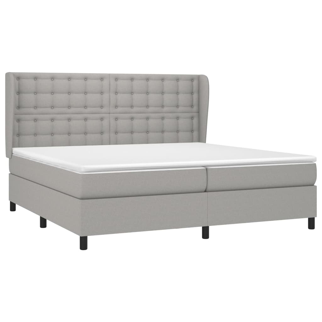 vidaXL Κρεβάτι Boxspring με Στρώμα Ανοιχτό Γκρι 200x200 εκ. Υφασμάτινο