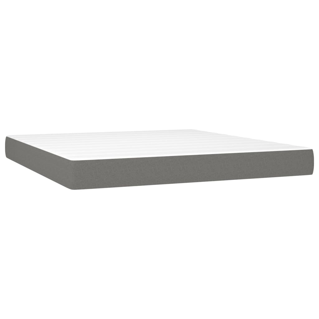 vidaXL Κρεβάτι Boxspring με Στρώμα Σκούρο Γκρι 200x200 εκ. Υφασμάτινο