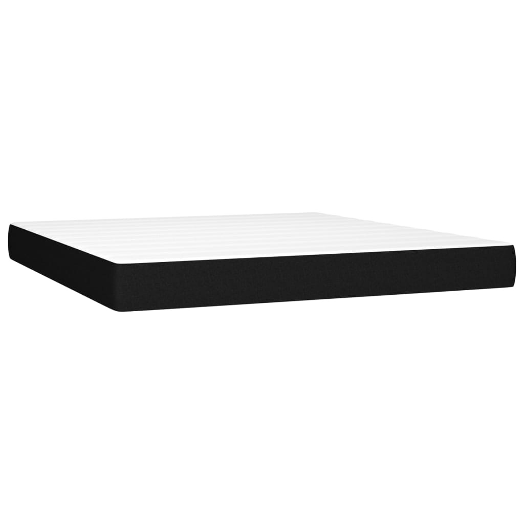 vidaXL Κρεβάτι Boxspring με Στρώμα Μαύρο 200x200 εκ. Υφασμάτινο