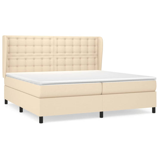 vidaXL Κρεβάτι Boxspring με Στρώμα Κρεμ 200x200 εκ. Υφασμάτινο