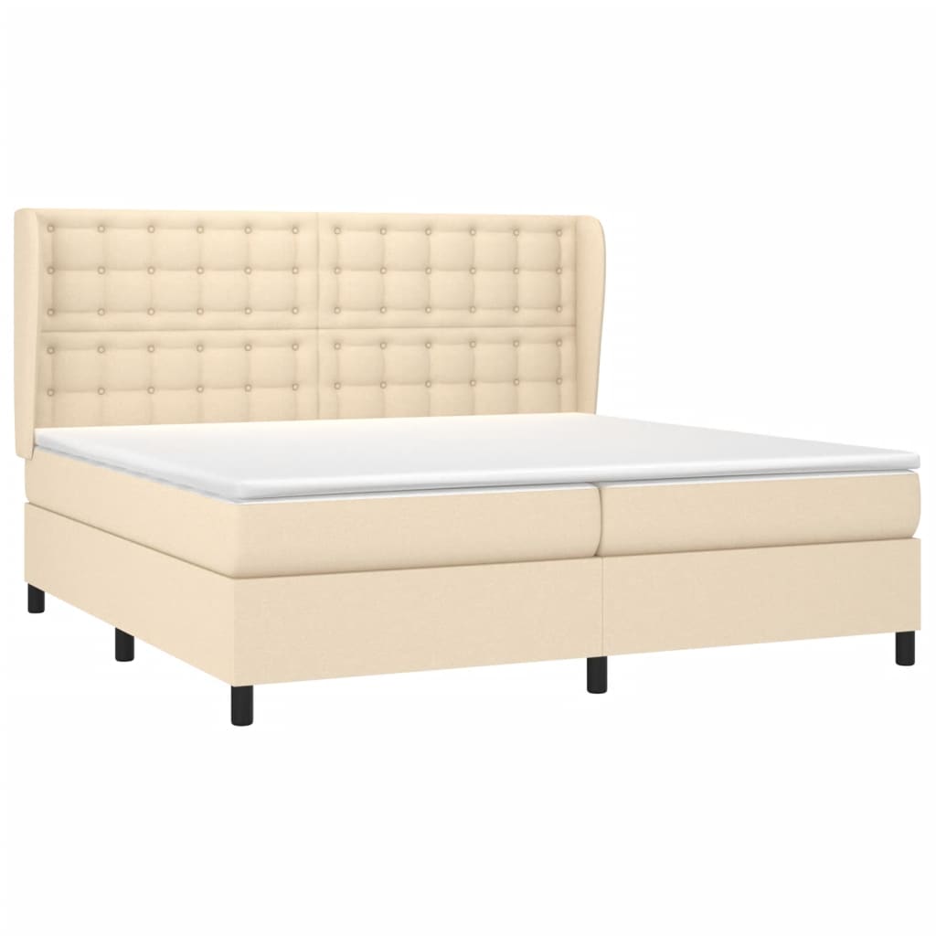vidaXL Κρεβάτι Boxspring με Στρώμα Κρεμ 200x200 εκ. Υφασμάτινο