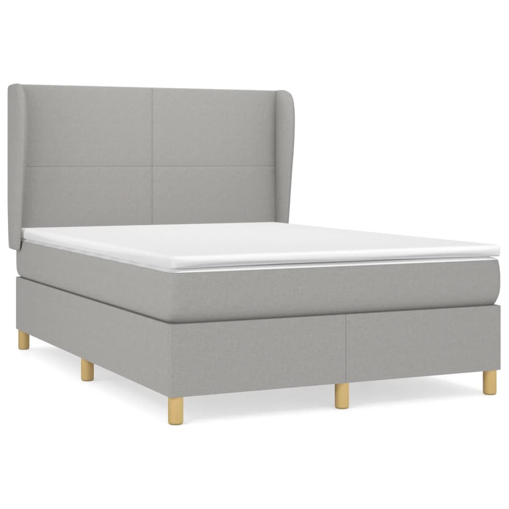 vidaXL Κρεβάτι Boxspring με Στρώμα Ανοιχτό Γκρι 140x190 εκ. Υφασμάτινο