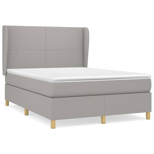 vidaXL Κρεβάτι Boxspring με Στρώμα Ανοιχτό Γκρι 140x200 εκ. Υφασμάτινο