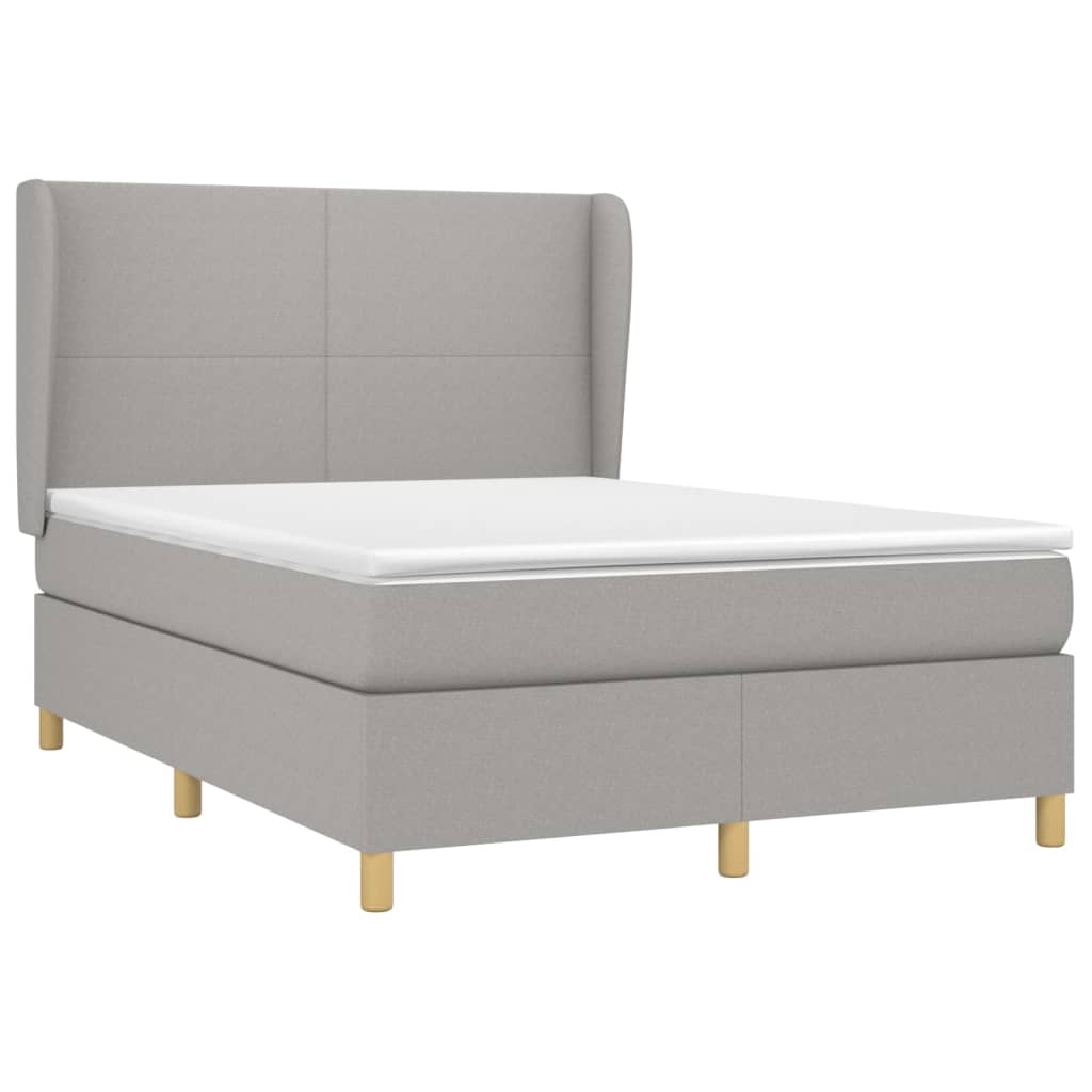 vidaXL Κρεβάτι Boxspring με Στρώμα Ανοιχτό Γκρι 140x200 εκ. Υφασμάτινο