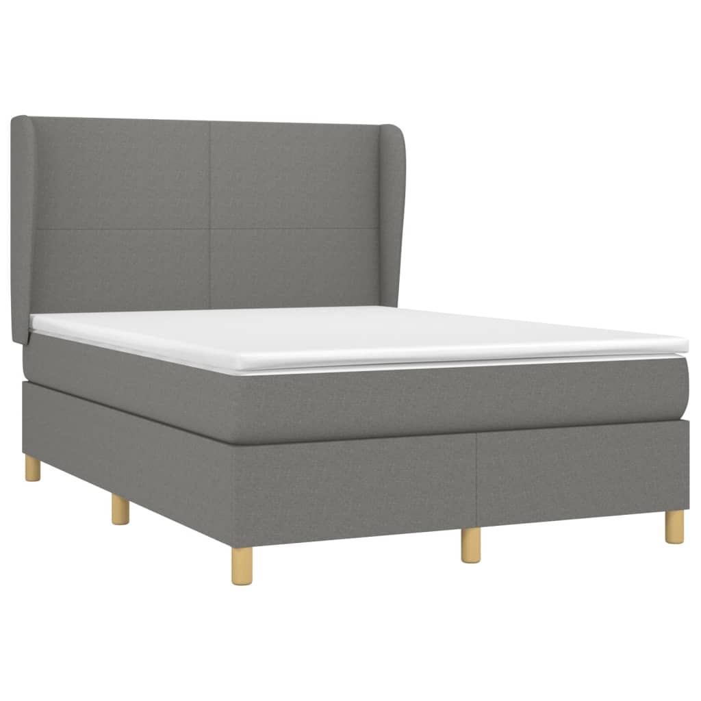 vidaXL Κρεβάτι Boxspring με Στρώμα Σκούρο Γκρι 140x200 εκ Υφασμάτινο